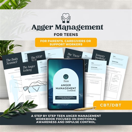 Anger Management Therapy for Teens, Emotional Regulation Worksheets, Impulse Control Exercises, CBT, DBT, for Parents, Therapist, Workbook - Etsy
