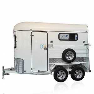 [Hot Item] Luxurious 2 Horse Straight Load Float with Living Quarter Custom Horse Box Trailer with Caravan Door