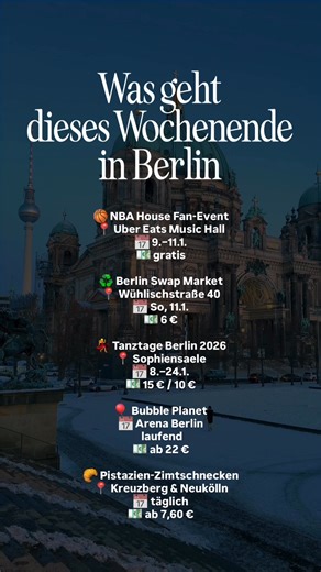 Alltag aus, Hauptstadt an. Hier kommen die besten Wochenend-Tipps – kurz & übersichtlich, damit ihr direkt planen könnt 👇 Alle Infos über den Link: https://bit.ly/was-geht-am-wochenende-in-berlin ________ #weekendplans #berlinevents #NBA #wasgehtberlin #kultur | Secret Berlin
