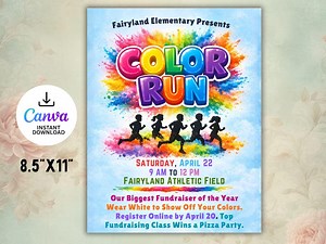 Color Run Flyer Template | School Fundraiser Poster (8.5x11 Inches) (digital Download) - Etsy UK