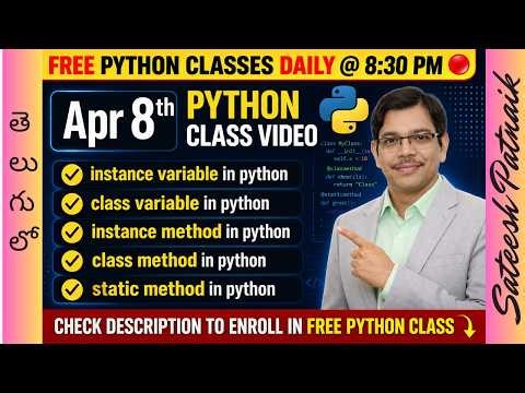 Day 18 Python Full Course FREE Training– Python OOPs 💡 | Instance Variable, Class Variable & Methods