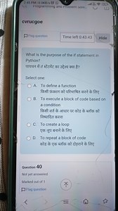 What is the purpose of the if statement in Python?Select one:... | Filo