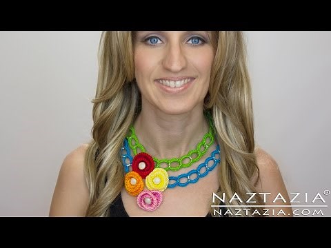 HOW to CROCHET FLOWER NECKLACE - Easy DIY Tutorial for Jewelry by Naztazia