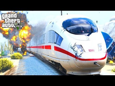 GTA 5 HUGE TRAIN CRASHES! FASTEST TRAIN CRUSHES ME AT 300K/PH! (GTA 5 PC MODS GAMEPLAY)