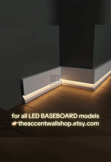 LED baseboards combine clean architectural lines with soft ambient lighting to create a refined, timeless look for any space; discover all LED baseboard models here: theaccentwallshop.etsy.com #interiorstyling #modernliving #architecturaldetails #luxuryinteriors #designinspiration