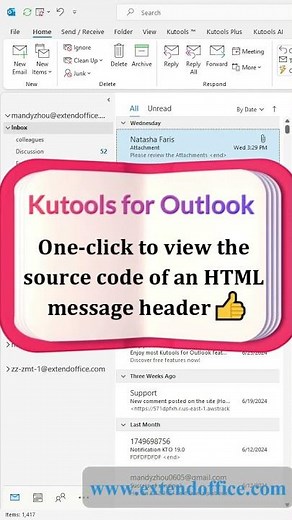 View Source Code of HTML Email in Outlook