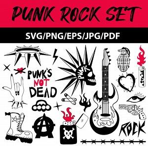 Punk Rock Clip Art Vector Svg Eps Png.. - Etsy