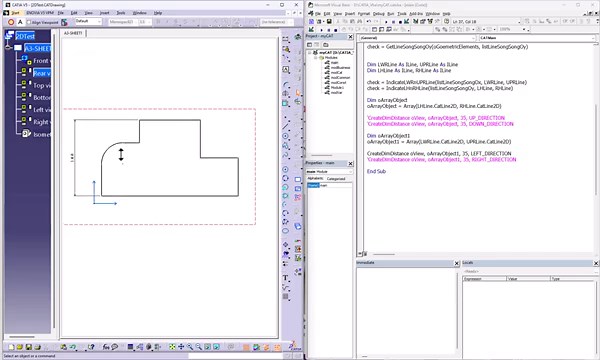 CATIA V5 VBA - DrawingDimensions Dim Direction 1