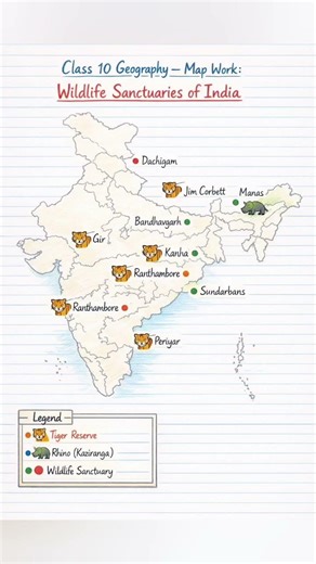 10 Wildlife Sanctuaries You MUST Mark in CBSE Map Work 🗺️ #wildlifeeducation