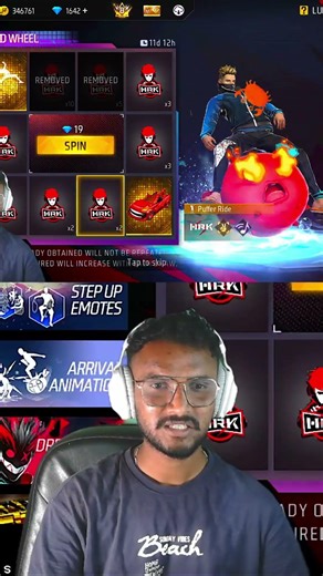 NEW EMOTE SPINING 🔥❤️‍🔥 FREE FIRE NEW EVENT ✅ #shorts #trendingshorts #sanzzoff #freefire