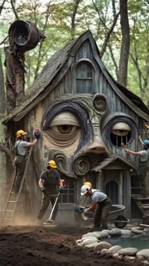 This Face-Shaped House Got an Insane Makeover 🤯 #home #construction #house #transformation #movie