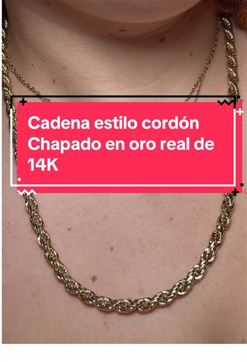Cadena estilo cordón unisex chapada en oro real de 14k #cadenacordon #chapado #oro14k #necklace #tiktokshopstockup
