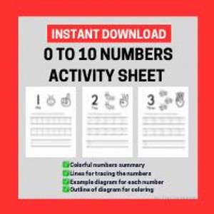 English Mathematics 123 Number Counting Activity Worksheet Preschool Kindergarten Kids Children Download Practice Writing Coloring Print Pdf - Etsy