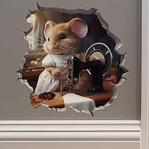 Seamstress Mouse Hole 3D Wall Sticker - Unique Gift Idea