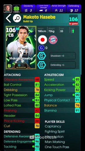 Makoto Hasebe Best Training 🔥 #efootball #efootball2026 #shorts