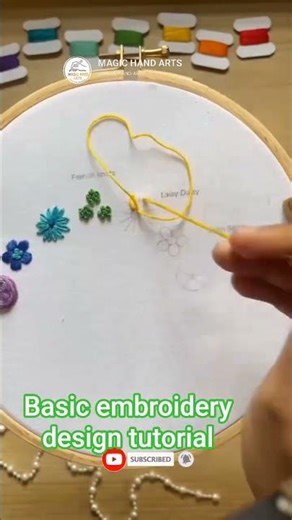 😍basic embroidery design tutorial #handbroidery #embroiderypatterns