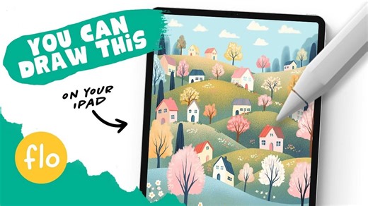 【Procreate】🎨 如何在Procreate中绘制山丘上的彩色房子 | 简单步骤教程 from Art with Flo
