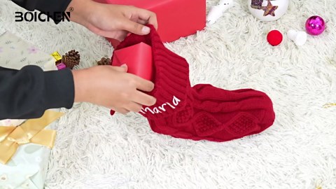 Personalized Christmas Stockings 2 Pack with Name, 24 Inches Large Embroidered, Custom Christmas Stocking, Knitted Xmas Stocking for Family, Holiday Party Gifts & Decoration for Fireplace
