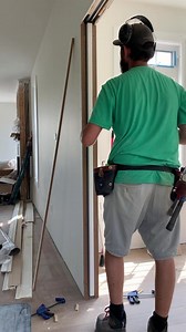 5.9K views · 66 reactions | The wet set method for pocket door half jams and casing! This was a game changer for me. Superior results in around the same amount of time as shimming each side individually. Using the Bosch Tools Canada 18v mitresaw to cut and case the opening afterwards! | Beaver Creek Customs | Facebook