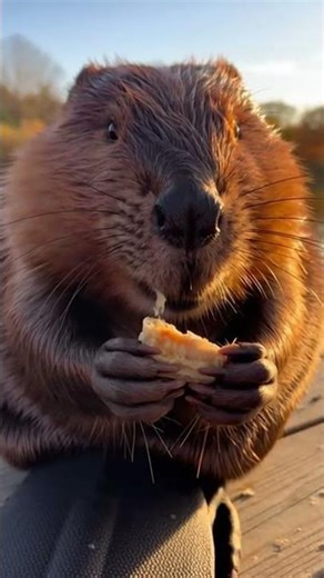 Hungry Beaver eats Ukrainian dry fish snack