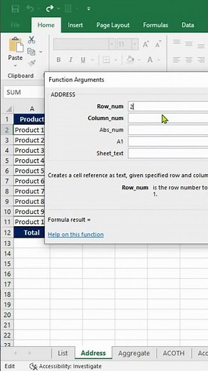 Address Function In Excel | Address Formula in Excel