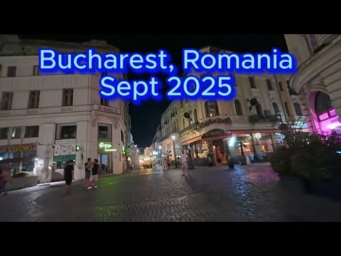 Bucharest Romania Night Walk 4K | City Lights & Street Vibes 🇷🇴✨