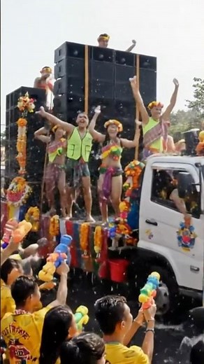 Bodies soaking, beats pounding, Thailand's biggest water party 💧 #songkran #festival #dance