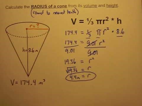 Calculate the Radius of a Cone When Given Its Volume and Height