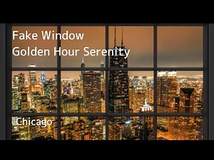 Peaceful Night Ambience - Fake Window View in Chicago シカゴの静かな夜景を眺めるフェイクウィンドウ