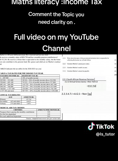 Mathematical Literacy Grade 12: Income Tax Calculation Methods