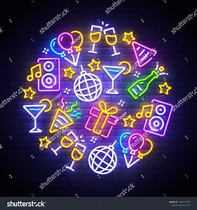 Party Icons Set Party Neon Sign Stock Vector (Royalty Free) 1362711647 | Shutterstock