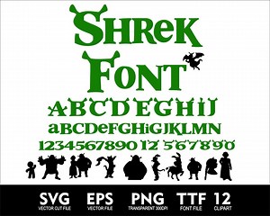 Cartoon Shrek Alphabet Shrek Font and SVG Clipart for Cricut Shrek Clipart Shrek Alphabet Shrek Letter Svg Png Eps TTF Font - Etsy