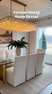 Let’s decorate our formal dining room ✨ What do you think? I actually teared up 🥹 Not because of material things, but because of God’s grace on this journey, and the vision I have for our home coming to life. I may need a new neck and I def took 10,000 steps up and down that ladder but it was sooooo worth it! 🤩❤️ I can already think of a couple things I want to add 🤭 Details: Curtains: @twopagescurtains Dining table, chairs, chandelier: RH Rug: @homesense_us @safavieh Artwork, vase: @homegood