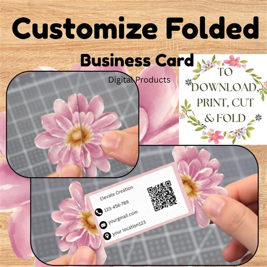 Folded Flower Business Card Template, Editable Canva Design (digital Download, 8.5x11 Size - Etsy