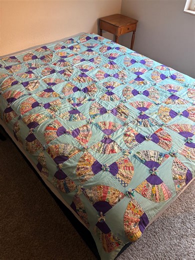 Vintage Handmade Patchwork Quilt – Geisha Fan Style Pattern - Etsy