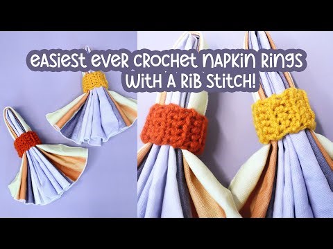 Easy Single Crochet Napkin Rings for Beginners with a Rib Stitch Tutorial!