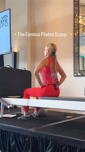 The famous Pilates Scoop 🌀✨ I love this teaching tool on the reformer—sitting on the springs and moving from an erect, stacked neutral spine into a posterior pelvic tilt. Let the reformer move underneath you to assist that posterior tilt, feeling the sit bones glide toward the footbar as the lower abs initiate the movement. So many clients struggle to feel the lower abs guiding the pelvis—this gives them a tangible way to understand that pelvic movement originates from deep abdominal support 💫