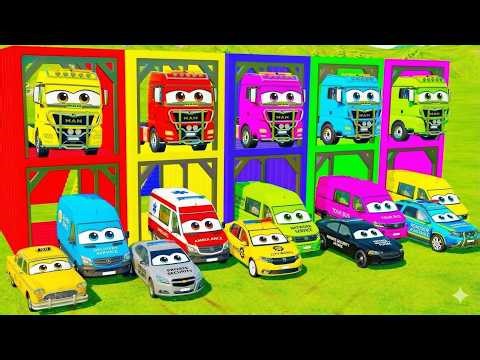 ALL EMERGENCY VEHICLES, POLICE CARS, EXCAVATOR, TIPPER TRUCK TRANSPORT TO GARAGE FS22