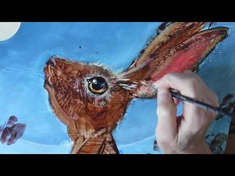Step by step hare painting in acrylics, for beginners .