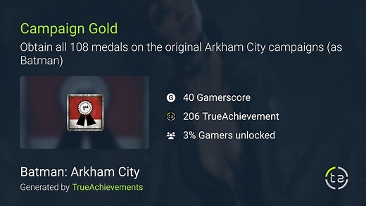 Campaign Gold achievement in Batman: Arkham City