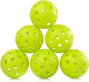 USAPA-Certified Outdoor Pickleballs – Consistent Flight – Perfect for Pickleball Beginners, Intermediates & Pros. Durable, Compatible with All Paddles. Set of 4-6, Available in Yellow, Green, or Neon