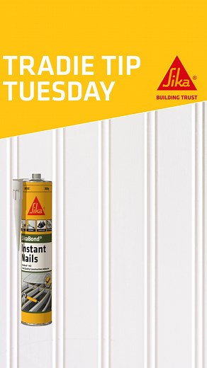 SikaBond®-142 Instant Nails isn’t just your average construction adhesive. It’s a high-strength, multipurpose solution that can handle a wide range of substrates, from timber and MDF to concrete and even aluminium. One feature that sets it apart is its non-slump formula, making it perfect for vertical surfaces where other adhesives might sag or drip. Learn more: https://bit.ly/3FI2eSl | Sika Australia