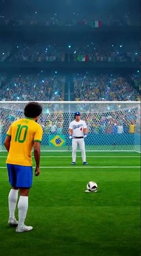 サッカーワールドカップ決勝。PK戦。ブラジルVSドジャース。