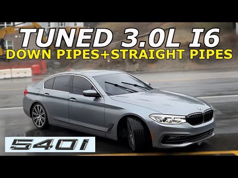 2017 Tuned BMW 540i 3.0L I6 Exhaust Sound w/ Down Pipes and Straight Pipe!