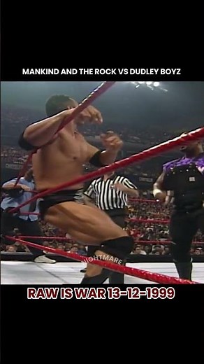 Mankind and The Rock vs Dudley Boyz Match in Raw is war 13 - 12 - 1999 #wwe #wwewrestler