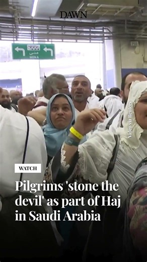 Pilgrims 'stone the devil' as part of Haj in Saudi Arabia