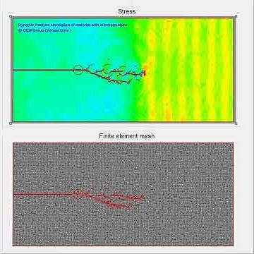 Dynamic fracture simulation of material with microstructure