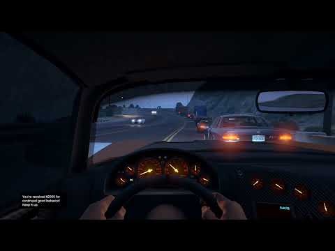 Highway Night Drive in GTA Online | First-Person • No HUD