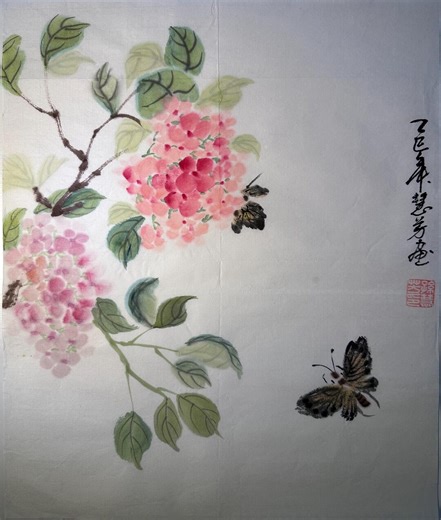 Original Chinese Ink Painting “spring Whispers”, Butterflies and Blossoms, Hand Painted Floral Wall Art, 14 X 16 Inches - Etsy