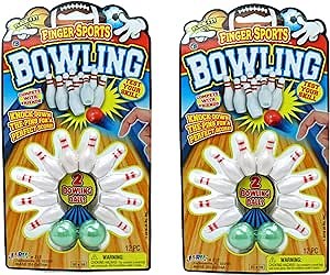 JA-RU Mini Bowling Set (2 Pack) Mini Bowling Pins & Bowling Balls | Small Tabletop Game for Kids | Bowling Party Favors, Stocking Stuffers, Classroom Prizes, & Bowler Gift Ideas. 217-2p